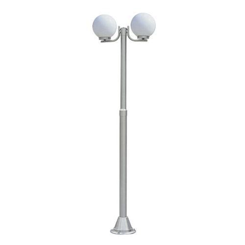 [LK-TL10058] Luminaire  Borne 2 x 60W globe opale E27 inox 230V