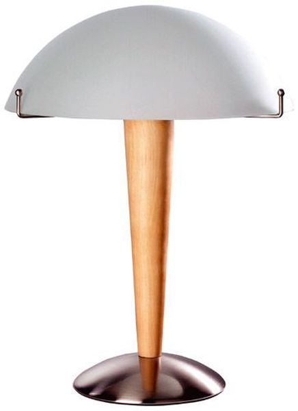 Luminaire  Lampe de bureau bois naturel + chrome + verre E14 40W INTIMUS