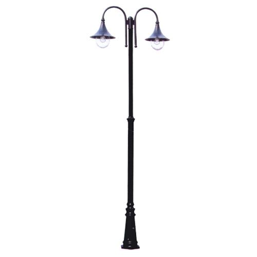 Luminaire  Borne 2 Globes claire E27 2X60W noir IP44 230V
