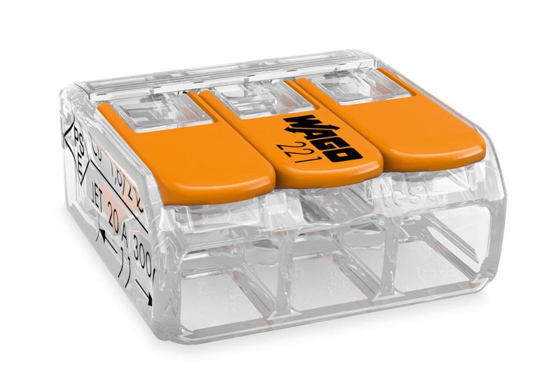 Elec Borne wago 221 mini 3x4mm2 à levier - prix de la boite de 50