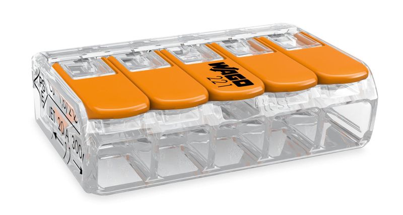 [WAG-221-415] Borne wago 221 mini 5x4mm2 à levier - prix de la boite de 25 elec